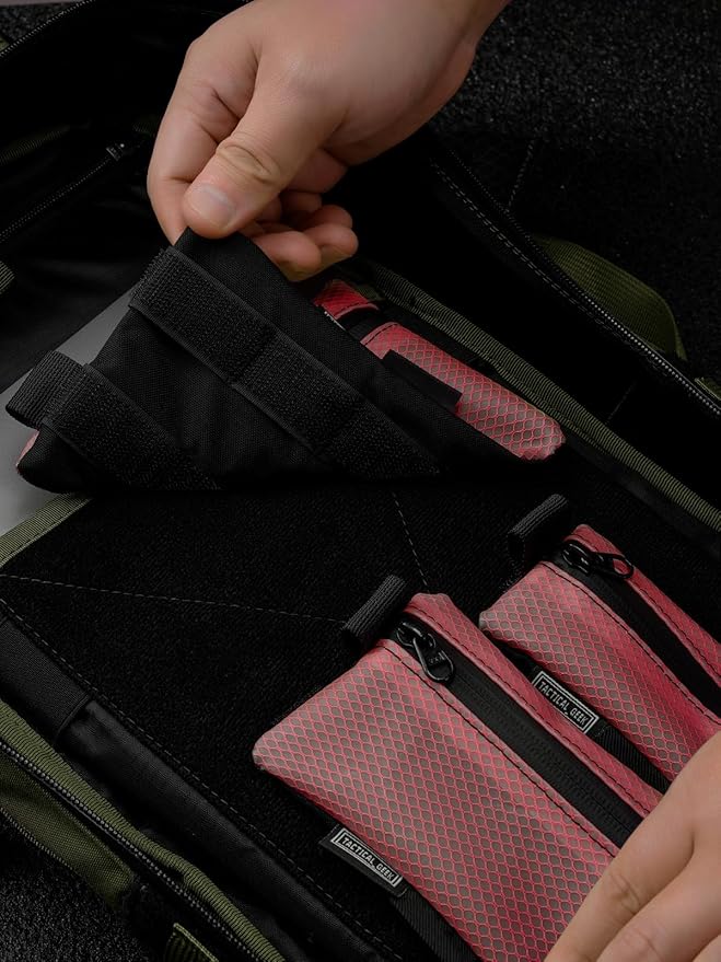 TACTICAL GEEK Storage A5 EDC Storage Pouch Set, Molle EDC Gadget Pouch, Multi-Functional Utility Small Tool Pocket for Daily Carry (Red)