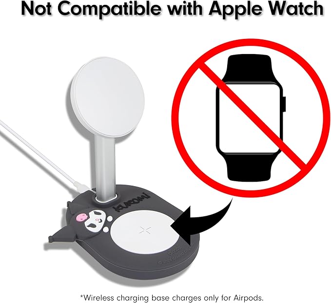 Sonix x Sanrio MagSafe Compatible 2-in-1 Charger Stand, Magnetic Wireless Charging Station for iPhone 17/16/15/14/13/12, AirPods Pro w/USB-C Cable | Kuromi