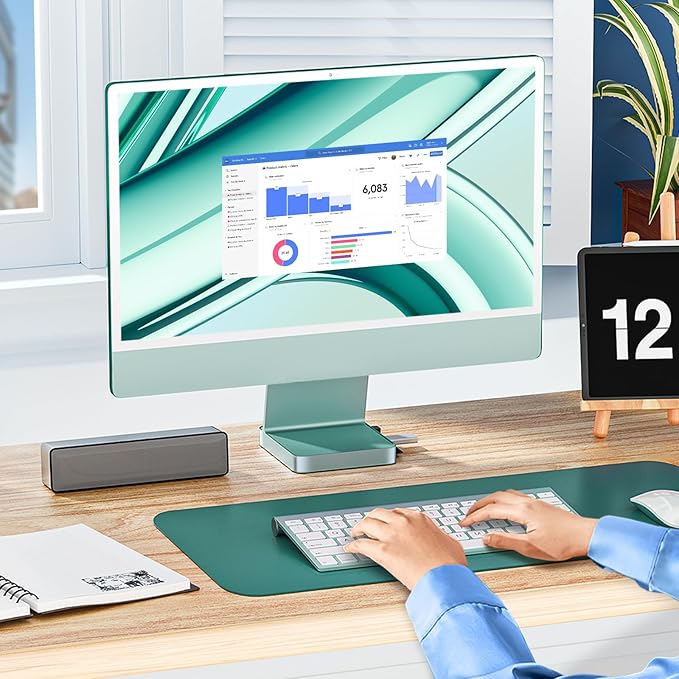 Minisopuru iMac USB C Hub - Supports M.2 NVMe SSD, iMac Accessories for M1/M3/M4, USB A/C 10Gbps, SD/TF, M.2 SSD (Not Included), Green