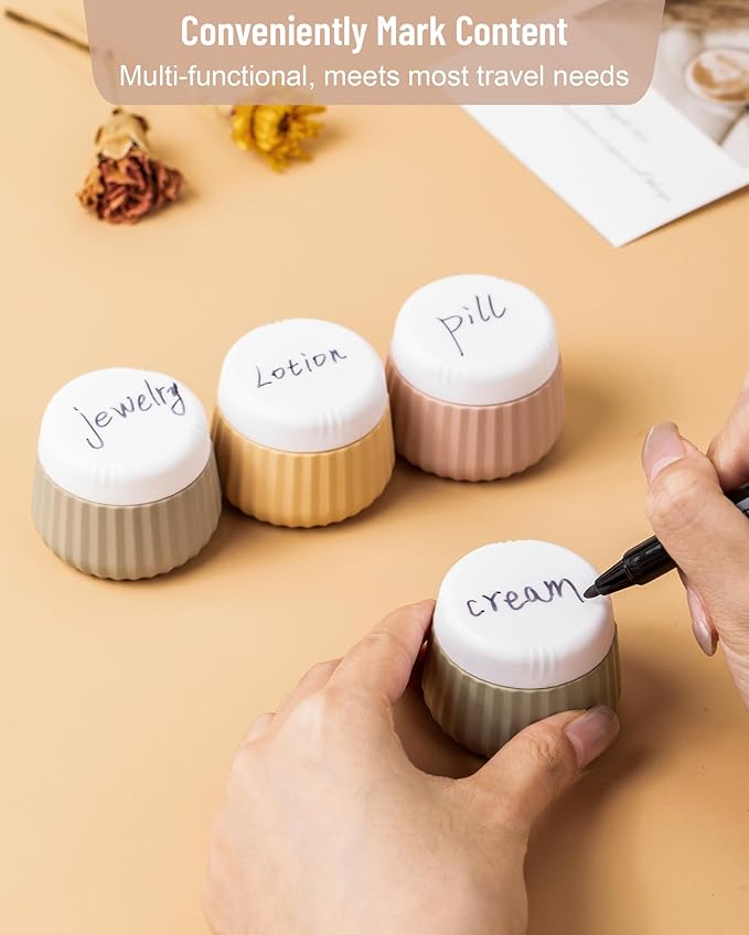 Mrsdry Travel Containers for Toiletries 4 Pack, TSA Approved Travel Size Toiletries, Travel Size Containers, With Clear Bag Leak Proof Silicone Jars, Travel Essentials Creams Jars Carrying Small Items