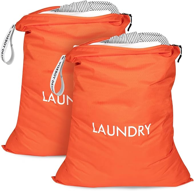 WiseBoy 2 Pack Laundry Bags, Travel Laundry Bag for Dirty Clothes, Washable Nylon Wet Dry Bag, Swimming Yoga Bathing Suit Workout Wet Dry Bags