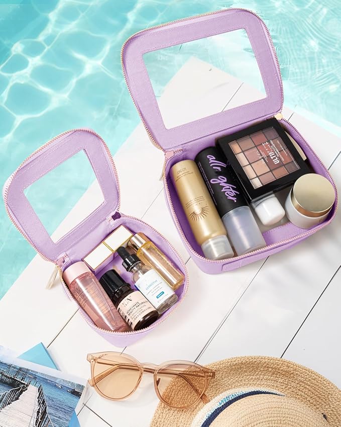 Travel Clear Makeup Bag Set, TSA Approved Cosmetic Bag Case with Zipper Portable Makeup Pouch Toiletry Bag Traveling Cosmetic Organizer Storage Bag Car Organizer Car Essentials