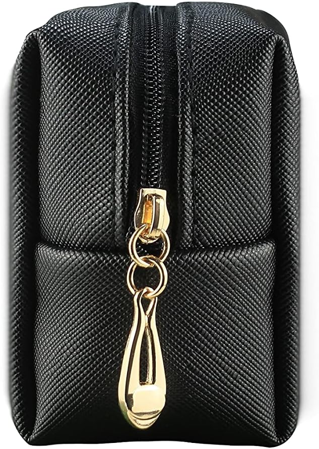 Small Makeup Bag Portable Cosmetic Bag for Women Makeup Pouch Waterproof Toiletry Bag for Travel (Black, Mini)