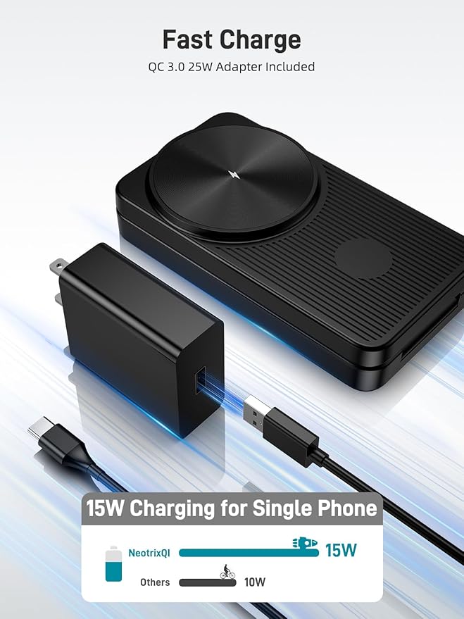 Wireless Charger for Apple Charging Station, Dual MagSafe Charger for iPhone 17/17 Pro/17 Pro/iPhone 16 Pro Max//AirPods, 3 in 1 Foldable iPhone Charging Station, Watch Charger for Apple iWatch Series