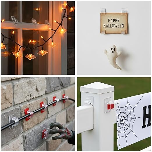 Blulu 100 Pcs Adhesive Cable Clips Bulk Wire Holder for Cord Organizer Clips Cable Management Outdoor Light Hooks for Christmas Wall String Lights Fairy Lights