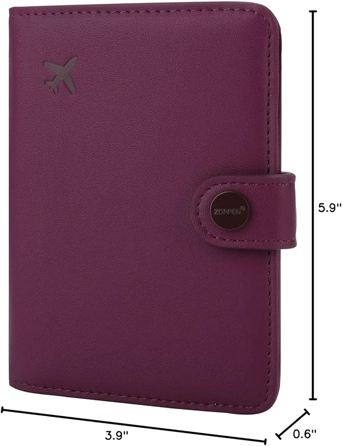 ZOPPEN Passport Holder Women, Passport Cover Travel Wallet Rfid Blocking Passport Wallet Cover Case Travel Essentials Document Organizer, Grape Purple