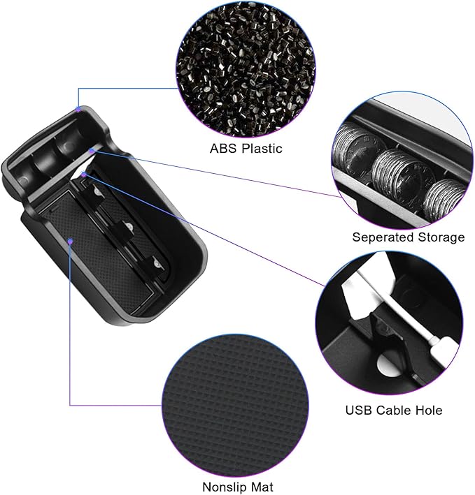 SXCY Center Console Organizer Compatible with 2018-2021 Compass Armrest Console Insert Box 2020 2021 Compass ABS Storage with Anti-Dust Mats for 2020 2021 Compass Accessories