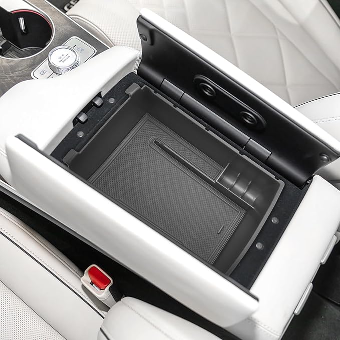 SXCY for 2025 2026 Genesis GV80 Center Console Organizer for Genesis GV80 Accessories 2025 2026 GV80 Front Console Tray 2025 2026 GV80 Armrest Console Organizer(Black Mats)
