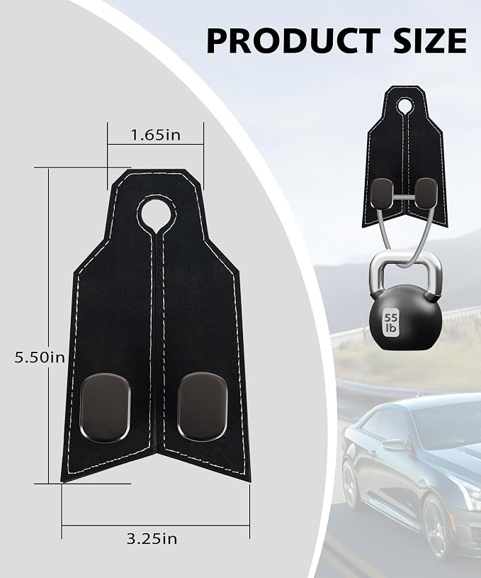 Purse Hook for Car, Car Hooks for Seat Headrest Metal & Premium Leather 2026 Latest, Auto Headrest Hanger Organizer Accessories for Purses and Bags, 2 Pack Black