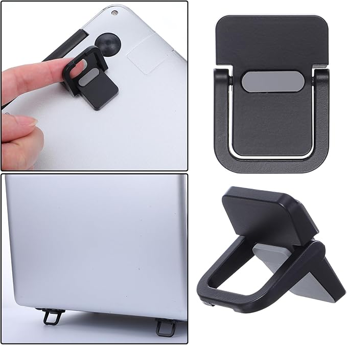 4PCS Portable Keyboard Riser Self Adhesive Laptop Stand Invisible Mini Computer Feet for Desk Computer Keyboard Stand Laptop Holder with Anti Slip Silicone(Black)