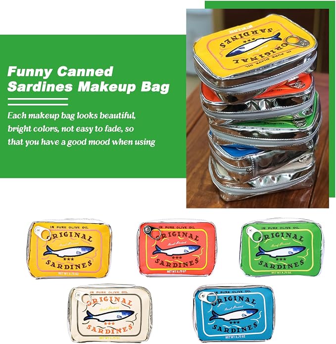 Canned Sardines Makeup Bag, Canned Sardines Style Toiletry Bag Cute Travel Bag Creative Cute Makeup Bag Aesthetic Toiletry Bag for Women