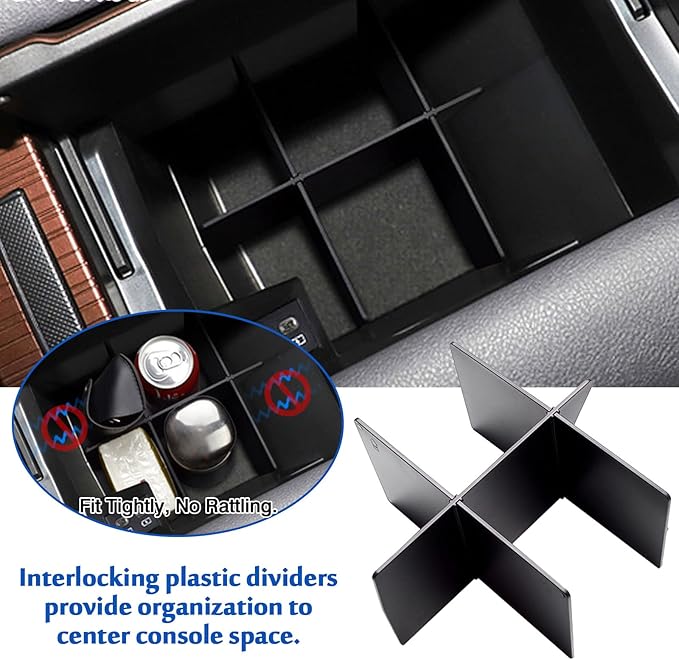 Karltys Center Console Organizer for 2021-2026 Toyota Sienna Center Console Divider Armrest Box Dividers Tray Sienna Interior Accessories ABS Black
