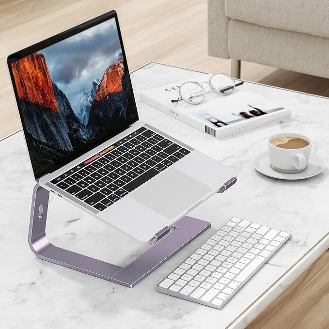 OMOTON Detachable Laptop Stand, Aluminum Mount for Desk, Compatible With MacBook Air/Pro, Dell, HP and All Laptops (11-16 Inch), Purple