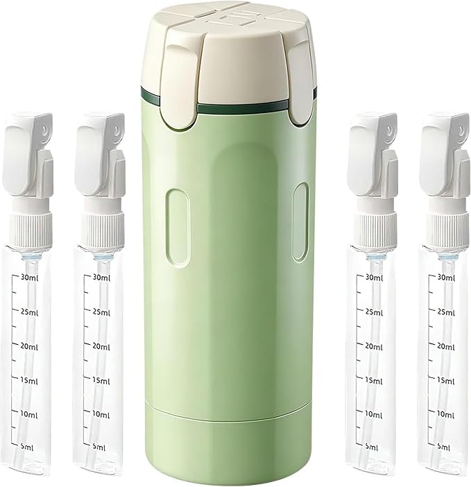4-in-1 Travel Toiletry Bottle Set, 30ML Refillable Containers, Leak-Proof Push-Down Dispenser for Shampoo, Conditioner, Lotion, Body Wash, Portable Travel Size Bottles