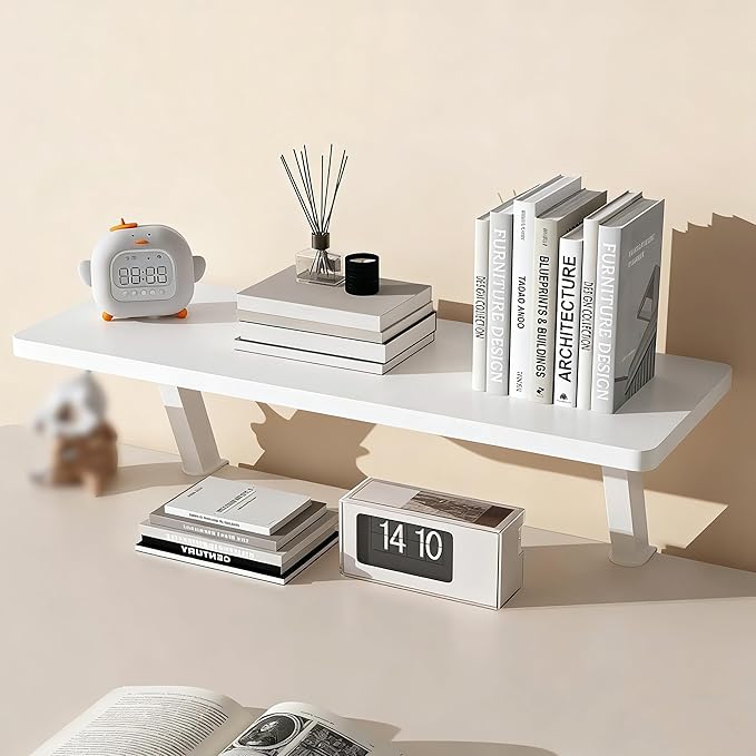 Clamp on Desk Shelf, Desktop Extender Klemmbares Schreibtisch Organizer Regal Adjustable Floating Desks Shelf for Office, Dorm, Home Desk Organization (White, 23.6x7.8in/60x20cm)