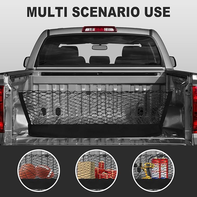 for Dodge Durango Chevy Equinox Envelope Style Truck Bed Cargo Net - Fits 2013-2024 2025 2026 Durango Equinox Accessories Cargo Net for Pickup Truck Bed - Heavy Duty Carabiners