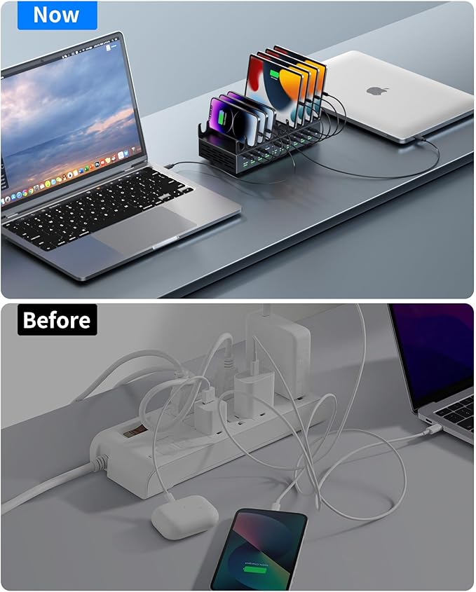 690W Charging Station for Multiple Devices, 20-Port USB C Fast Charging Station with Double 100W PD PPS Port, Multi Device Fast Charger Dock for MacBook Pro Laptop, iPhone, iPad, Tablet, Cell Phone