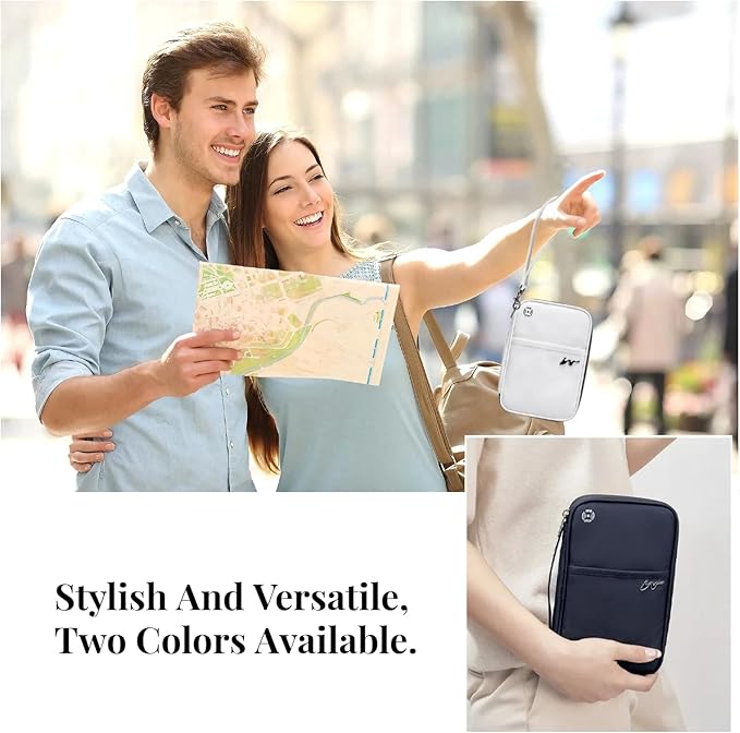 P-H1 Travel Family Passport Holder RFID Blocking Passport Waterproof Wallets for Men Women Travel Document Organizer Cards Case, Lightweight Portable Passport Cover with Zipper Pocket(Black)