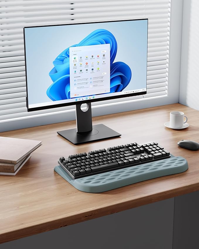 Laborio Keyboard Wrist Rest Stand for Desktop, 2 Angle Ergonomic Computer Keyboard Holder Stand, Key Board Riser with Wrist Support, Arm Rest for Office, Home, Desk(Blue)