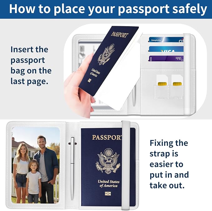 Passport Holder for Travel Essentials, Leather RFID Blocking Passport Wallet Cover Case, Cute Passport Book Holders for Women and Men Cute Cats