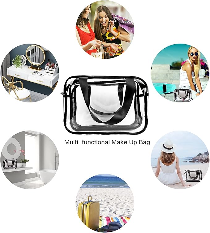 Auseibeely Clear Toiletry Bag for Women Men, Portable Large Travel Makeup Bag, Waterproof & Draining Transparent Cosmetic Bag, Carry On Airport Airline Compliant Bag