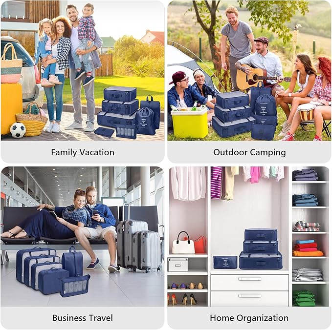 Mossio 9 Set Packing Cubes with Shoe Bag & Electronics Bag - Luggage Organizers Suitcase Travel Accessories