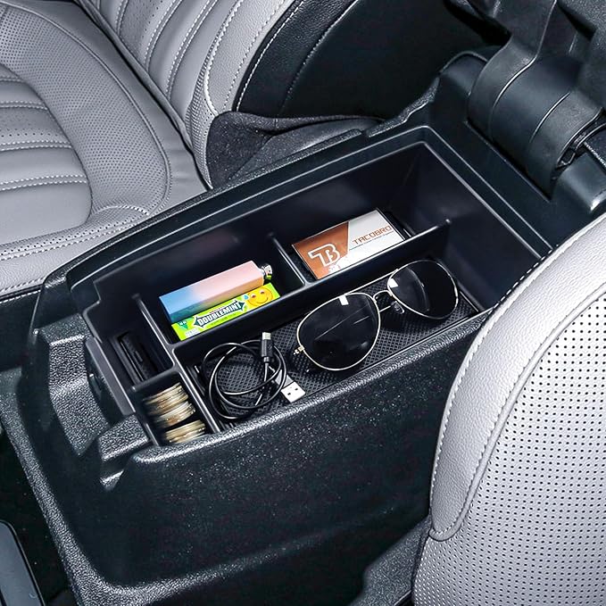 TACORBO Center Console Organizer Compatible with Ford Escape 2020-2025 2026 and 2021-2024 2025 2026 Bronco Sport Accessories, CX430 4-Door Insert Tray, Armrest Secondary Storage Box, Black Trim