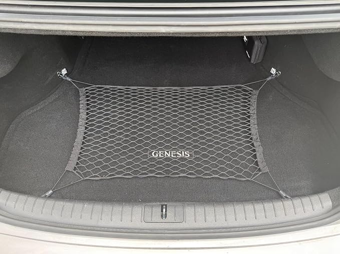 Trunk Organizer Cargo Net for Genesis G80 G90 2017-2026 – Floor Style Cargo Net for Sedan – Premium Mesh Elastic Car Trunk Organizer Vehicle Carrier Storage – Compatible with G80 G90