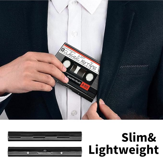 Metal Wallet, Credit Card Holder for Women Men Girls, RFID Blocking Aluminum Wallet Slim Hard Case, Mini Travel Wallet, ID Card Holder Business Card Case,Retro Audio Cassette