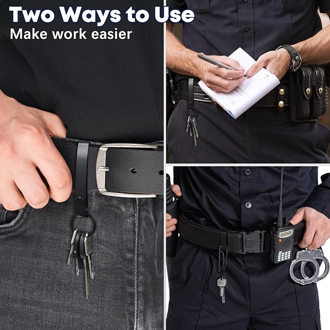 Duty Belt Key Holder, 2PCS Premium Duty Belt Key Clip, Upgraded Quick Release Key Keeper with Key Ring for Police and Law Enforcement Agencies