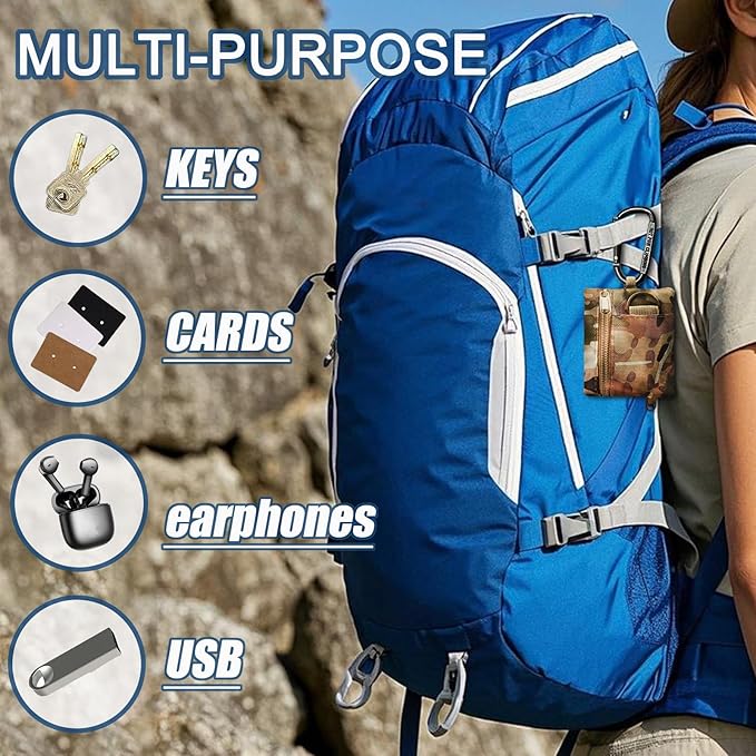 3 Pack Tactical EDC Keychain Pouch, Mini Wallet with Upgraded D-Ring - Military Mini Molle Utility Organizer for Outdoor, Hiking, Camping, Belt Gear, Zipper Pocket Bag