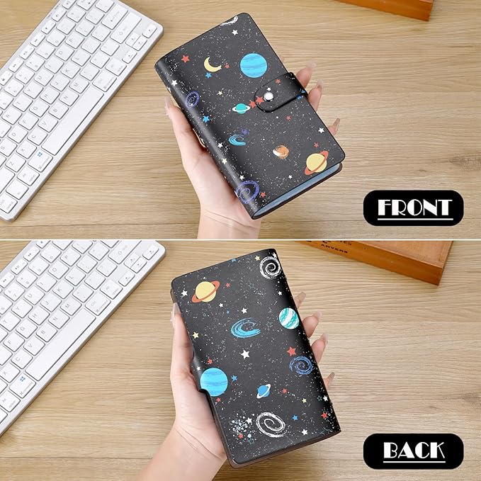 RFID Credit Card Holder, Leather Business Card Organizer with 96 Card Slots, Credit Card Case for Managing Your Different Cards and Important Documents to Prevent Loss or Damage (Starry Sky)