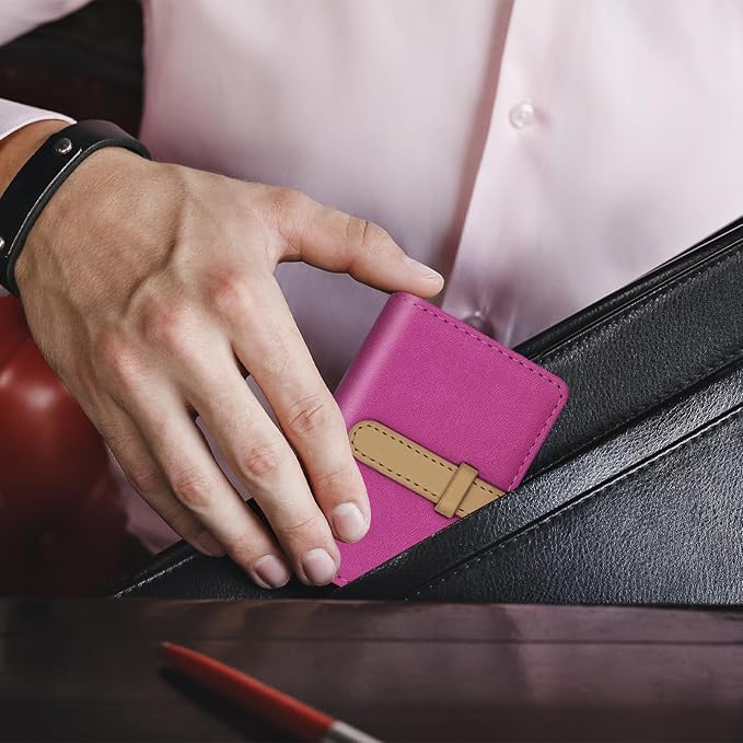 Credit Card Holder with 26 Suitable Slot, ID Card Case PU Leather Wallet for Women Men Business Organiser Pocket (Rose Red)