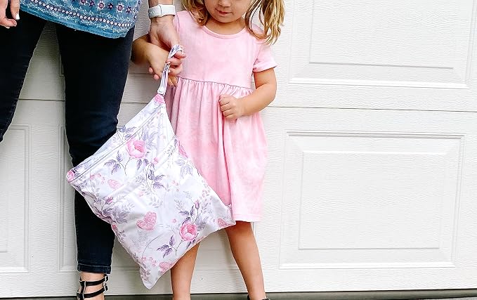 ALVA ALVABABY 3pcs Baby Cloth Diaper Wet Dry Bags Waterproof Reusable with Two Pockets|Travel Beach Pool Daycare Soiled Baby Items Yoga Gym Bag for Swimsuits or Wet Clothes 3L-H066