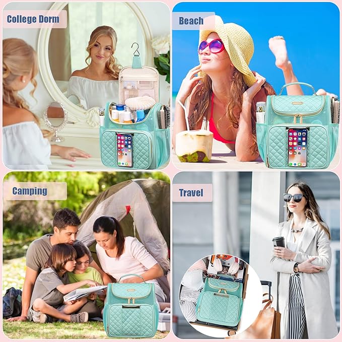 Otevan Large Toiletry Bag for Women Men,Portable Shower Caddy For College Dorms,Gym Shower Bag for Women, Quick Dry Hanging Toiletry Bag Bathroom Accessories Bag for Traveling, Camping Essentials