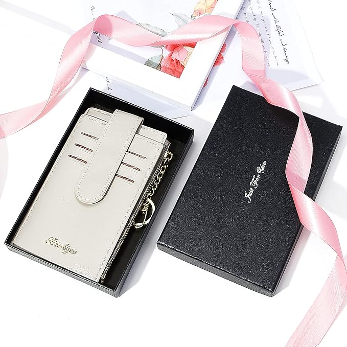 Badiya Slim Women Wallet RFID Blocking Bifold Compact 9 Card Slots Holder Wallets Soft Leather with Zipper Coin Pocket 2 ID Window