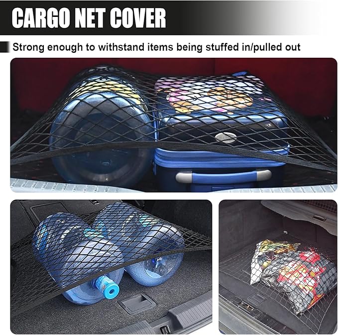 Elastic Cargo Net for Trunk SUV, Stretchable Mesh Truck Organizer, 31.5'' x 23.6'', Pickup Truck Bed Net with Hooks, Storage Luggage Cover for Car, Travel Essentials