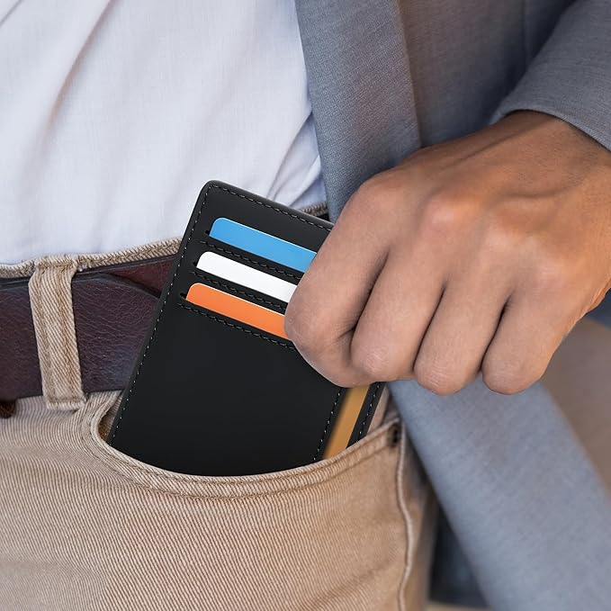 Chelmon Slim Wallet for Men, Minimalist Front Pocket RFID Blocking Credit Card Holder