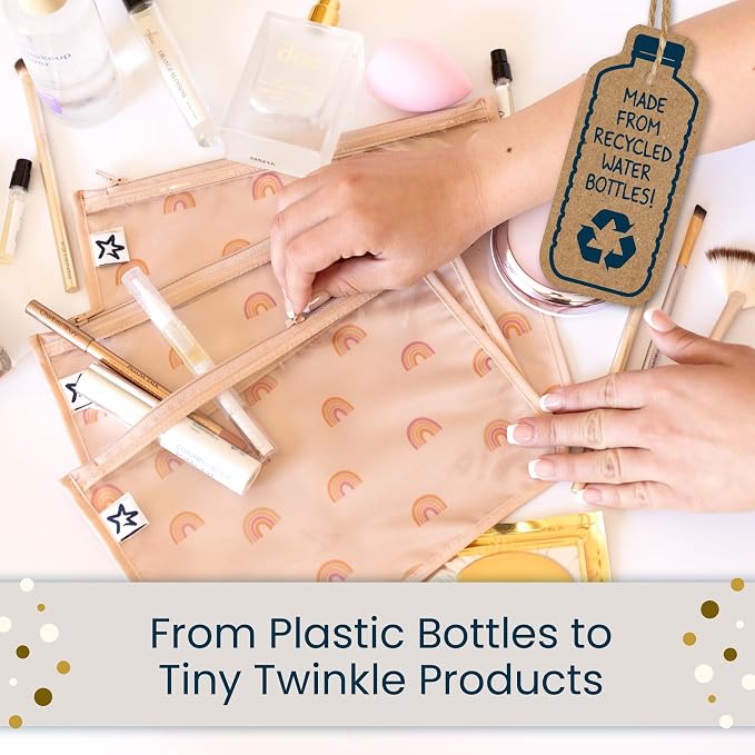 Tiny Twinkle Diaper Bag Organizing Pouches|3 Pack Mess-Proof Clear Front Travel Organizer Bags&TSA Approved Toiletry Bag Set for Baby and Mom Essentials