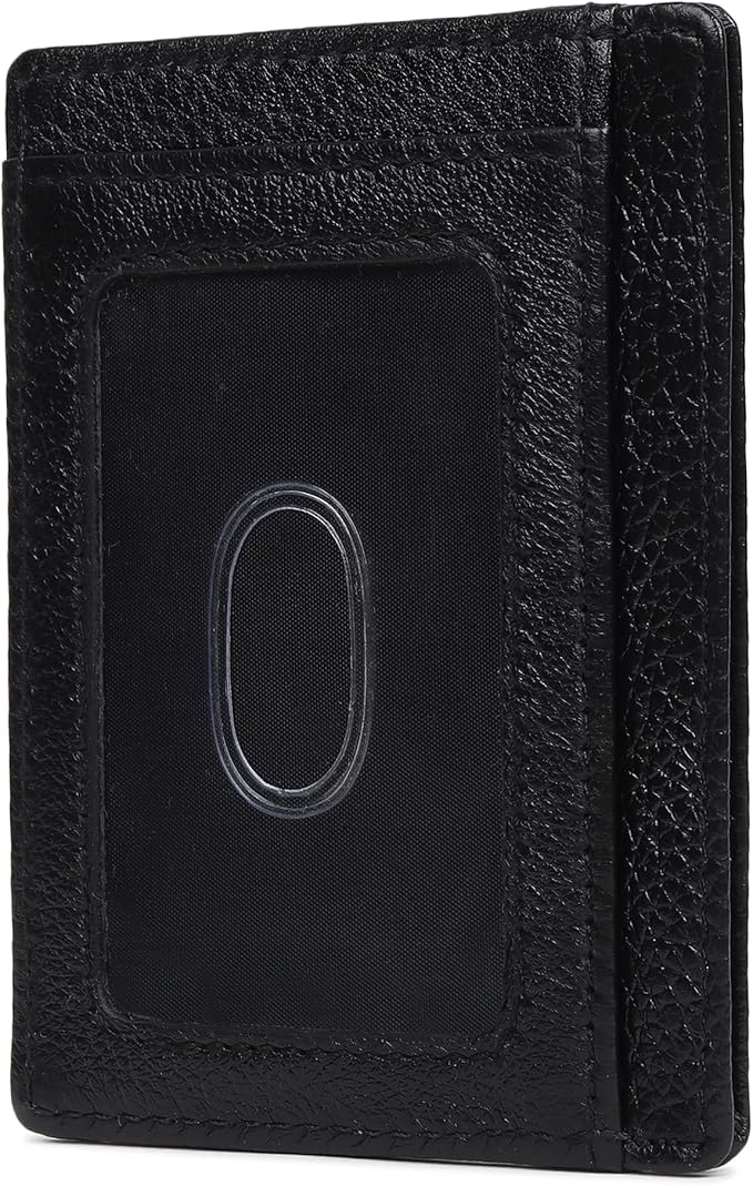 Ultra Slim Leather Wallet Just 0.12 Thick, 6 Card Slots, RFID Blocking, Soft, Durable, Minimalist Genuine Leather, Credit Card Holder for Men & Women Great Gift