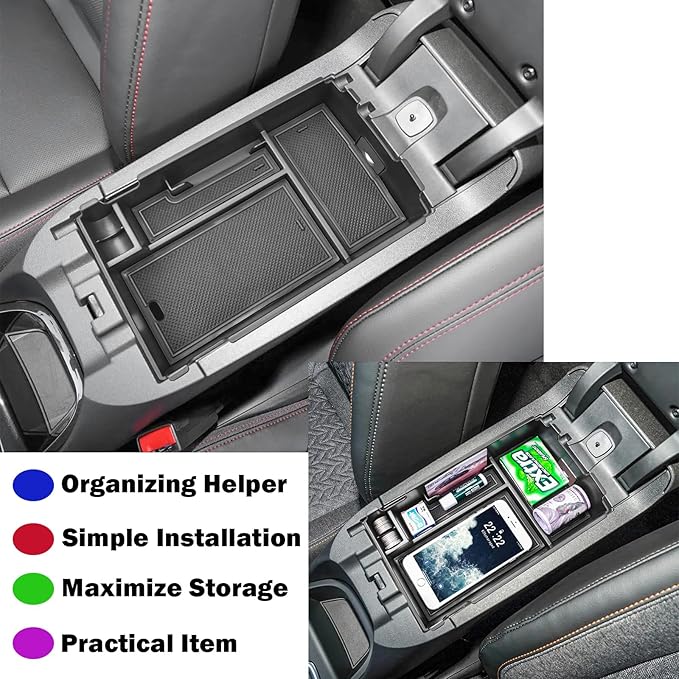 RUNROAD Center Console Organizer Tray Compatible with Chevy Equinox 2018 2019 2020 2021 2022 2023 2024 Accessories, Insert Armrest Tray Secondary Storage Box Coin Holder, Black
