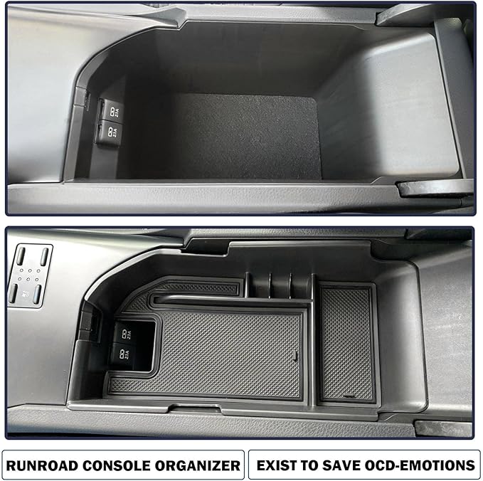 RUNROAD Center Console Organizer Compatible with Toyota Camry XLE XSE 2018-2024 and Camry LE SE 2020 2021 2022 2024 Accessories, Armrest Insert Tray Secondary Storage Box Fit 2 USB Ports, Black