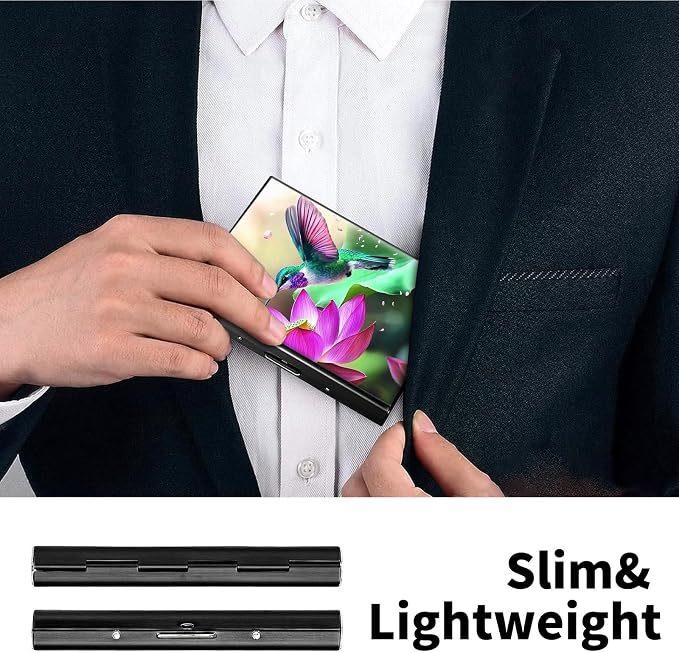 Metal Wallet, Credit Card Holder for Women Men Girls, RFID Blocking Aluminum Wallet Slim Hard Case, Mini Travel Wallet, ID Card Holder Business Card Case,Hummingbird Lotus