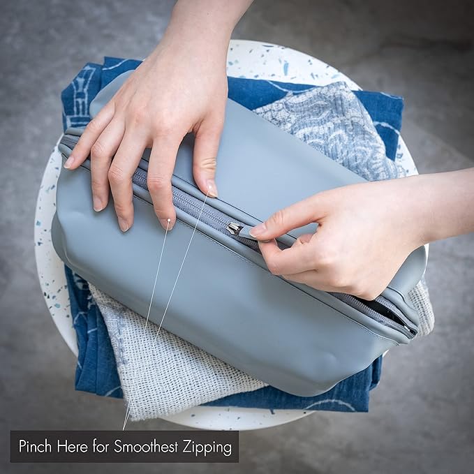 LINE+ARC Easy-to-Clean Silicone Dopp Kit (As Seen in Glamour and GQ) Extra-Wide Opening Anti-Stain (Arctic, 3.5L) Toiletry Bag Travel Set Makeup Organizer Cosmetics Case Fabric Simple Hang Loop