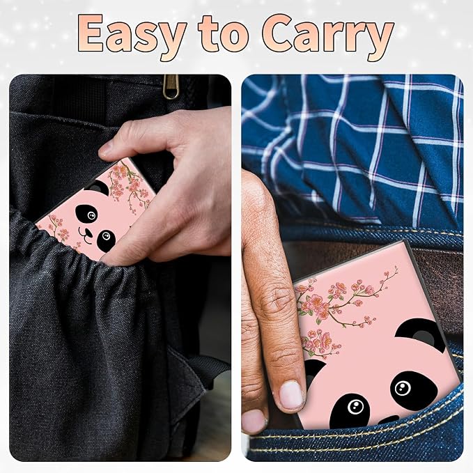 Slim Credit Card Holder, Panda Sakura RFID Blocking Metal Wallet for Men & Women, Aluminum Minimalist Hard Case Pocket-Sized Business Cards Organizer (Fits Up to 10 Cards)
