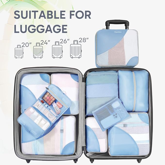 OlarHike 10 Set Packing Cubes for Travel, Gifts for Women Mom,Anti-Tearing Suitcase Organizer with Over-1000 pack Mesh Holes, Vacation Essentials & Accessories for Cruise Ship