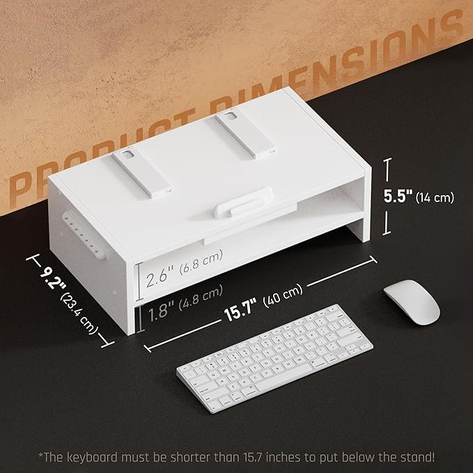 Adjustable Wood Laptop Stand, Ergonomic Height Angles Computer Holder Riser for Desk Compatible with Air, Pro, Dell, HP, Lenovo More 10-17.3" Laptops, White