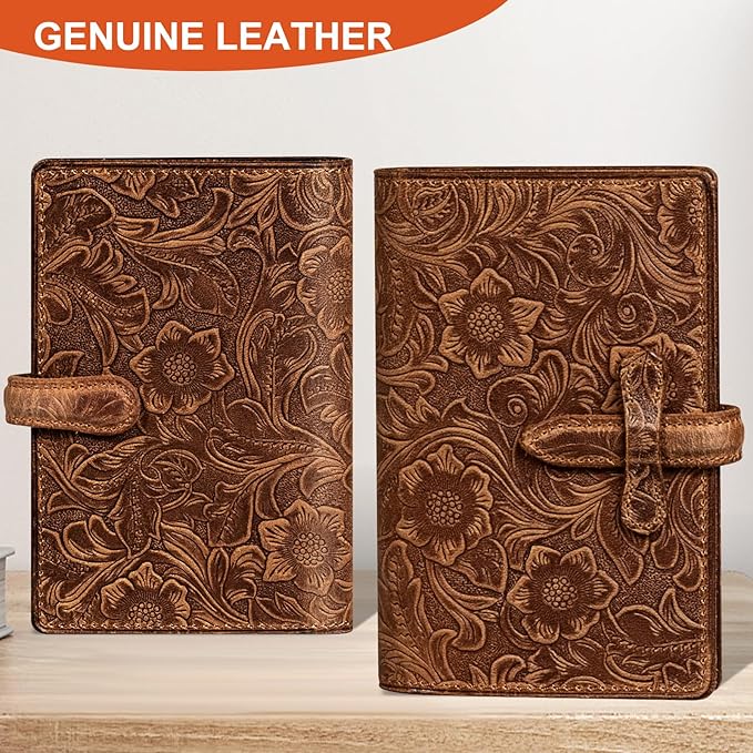 Genuine Leather Passport Holder Travel Bifold Wallet For Men And Women Slim RFID Blocking Brown