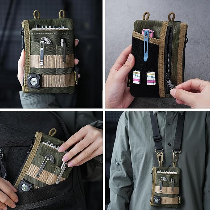 VIPERADE VE18 EDC Pouch, Pocket Organizer for Men, EDC Pocket Organizer, 3 Slots with 2 Zipper Pockets, Multitool Pouch