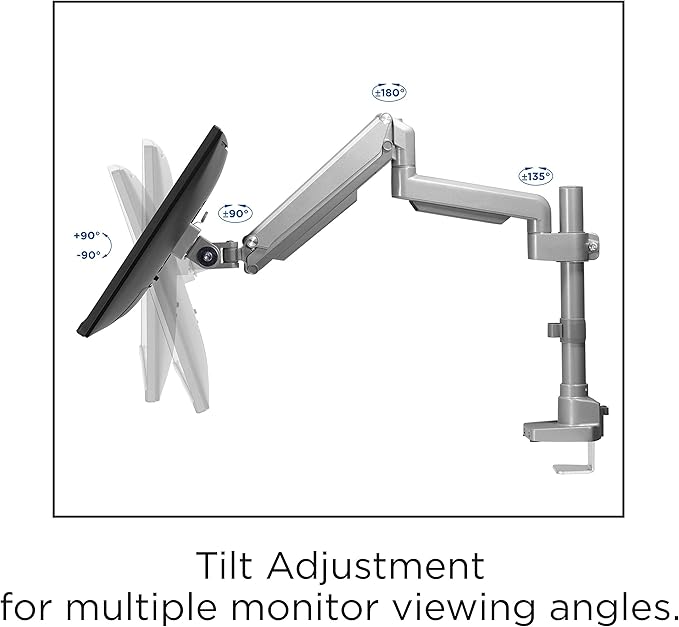 Lorell, LLR99802, Pole Single-Monitor Arm, 1 Each, Gray